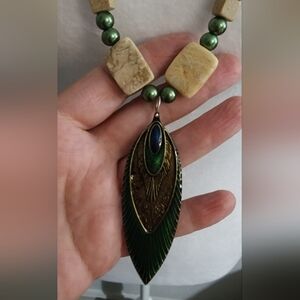 Yellow Jasper Beaded Necklace & Earring Set
